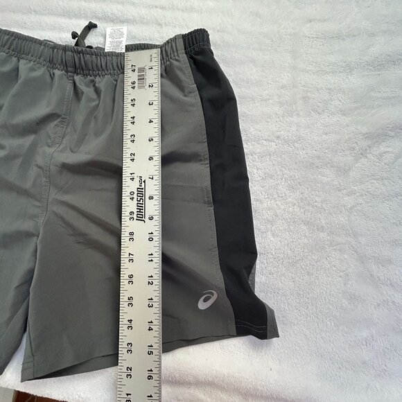 Asics Mens Gray & Black Elastic Waist Running Training Shorts Medium Lightweight - Picture 5 of 6
